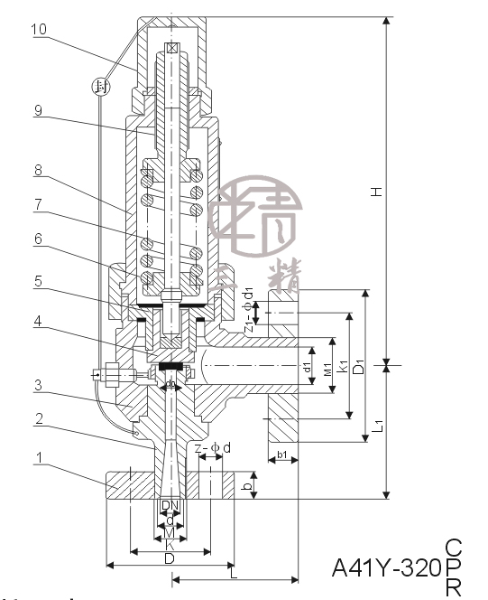 A41Y-160、320弹簧微启封闭式高压安全阀